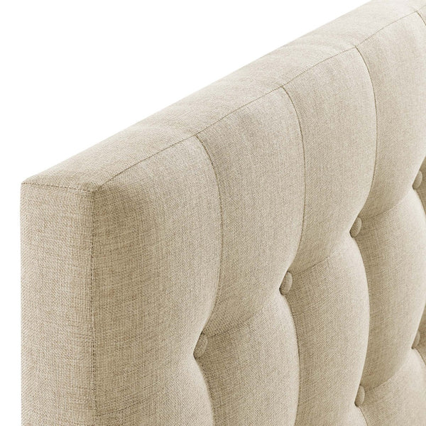 Modway Furniture Emily Upholstered Fabric Twin Headboard - Stylish Button-Tufted Design for Modern Bedrooms Beige MOD-5176-BEI