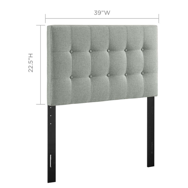 Modway Furniture Emily Upholstered Fabric Twin Headboard - Stylish Button-Tufted Design for Modern Bedrooms Gray MOD-5176-GRY