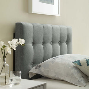 Modway Furniture Emily Upholstered Fabric Twin Headboard - Stylish Button-Tufted Design for Modern Bedrooms Gray MOD-5176-GRY