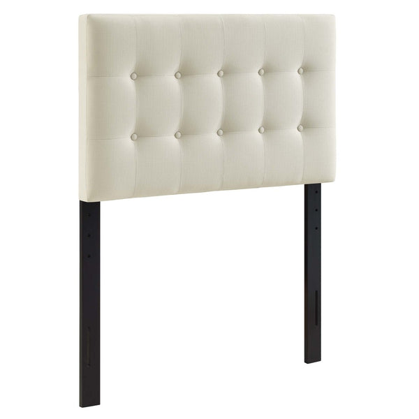 Modway Furniture Emily Upholstered Fabric Twin Headboard - Stylish Button-Tufted Design for Modern Bedrooms Ivory MOD-5176-IVO