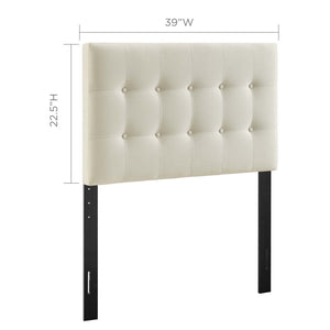 Modway Furniture Emily Upholstered Fabric Twin Headboard - Stylish Button-Tufted Design for Modern Bedrooms Ivory MOD-5176-IVO