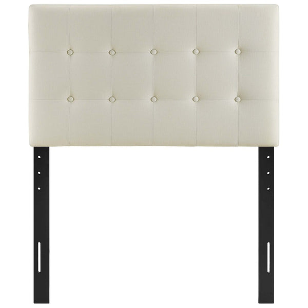 Modway Furniture Emily Upholstered Fabric Twin Headboard - Stylish Button-Tufted Design for Modern Bedrooms Ivory MOD-5176-IVO