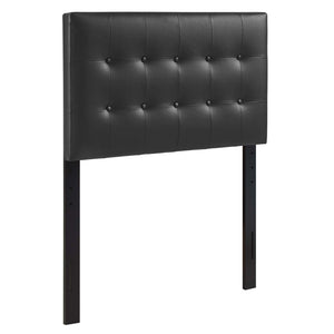 Modway Furniture Emily Upholstered Twin Headboard by Modway - Elegant Button-Tufted Faux Leather for Modern Bedrooms Black MOD-5177-BLK