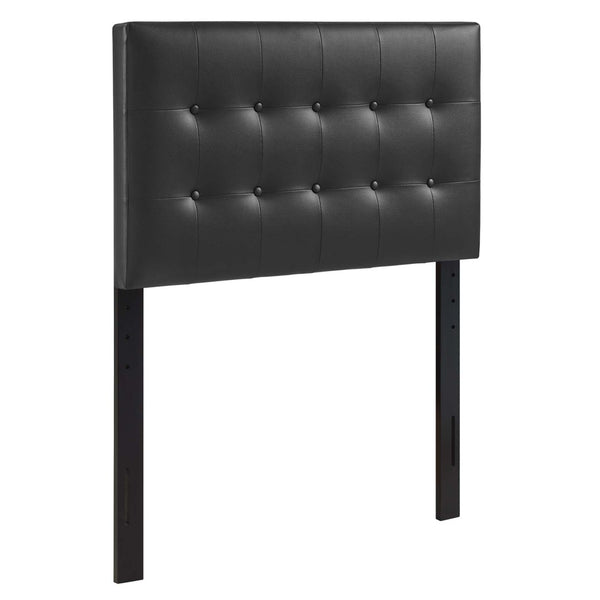 Modway Furniture Emily Upholstered Twin Headboard by Modway - Elegant Button-Tufted Faux Leather for Modern Bedrooms Black MOD-5177-BLK