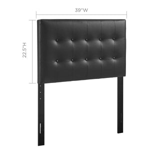 Modway Furniture Emily Upholstered Twin Headboard by Modway - Elegant Button-Tufted Faux Leather for Modern Bedrooms Black MOD-5177-BLK