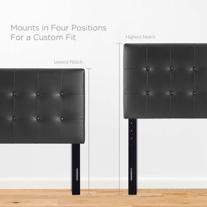 Modway Furniture Emily Upholstered Twin Headboard by Modway - Elegant Button-Tufted Faux Leather for Modern Bedrooms Black MOD-5177-BLK