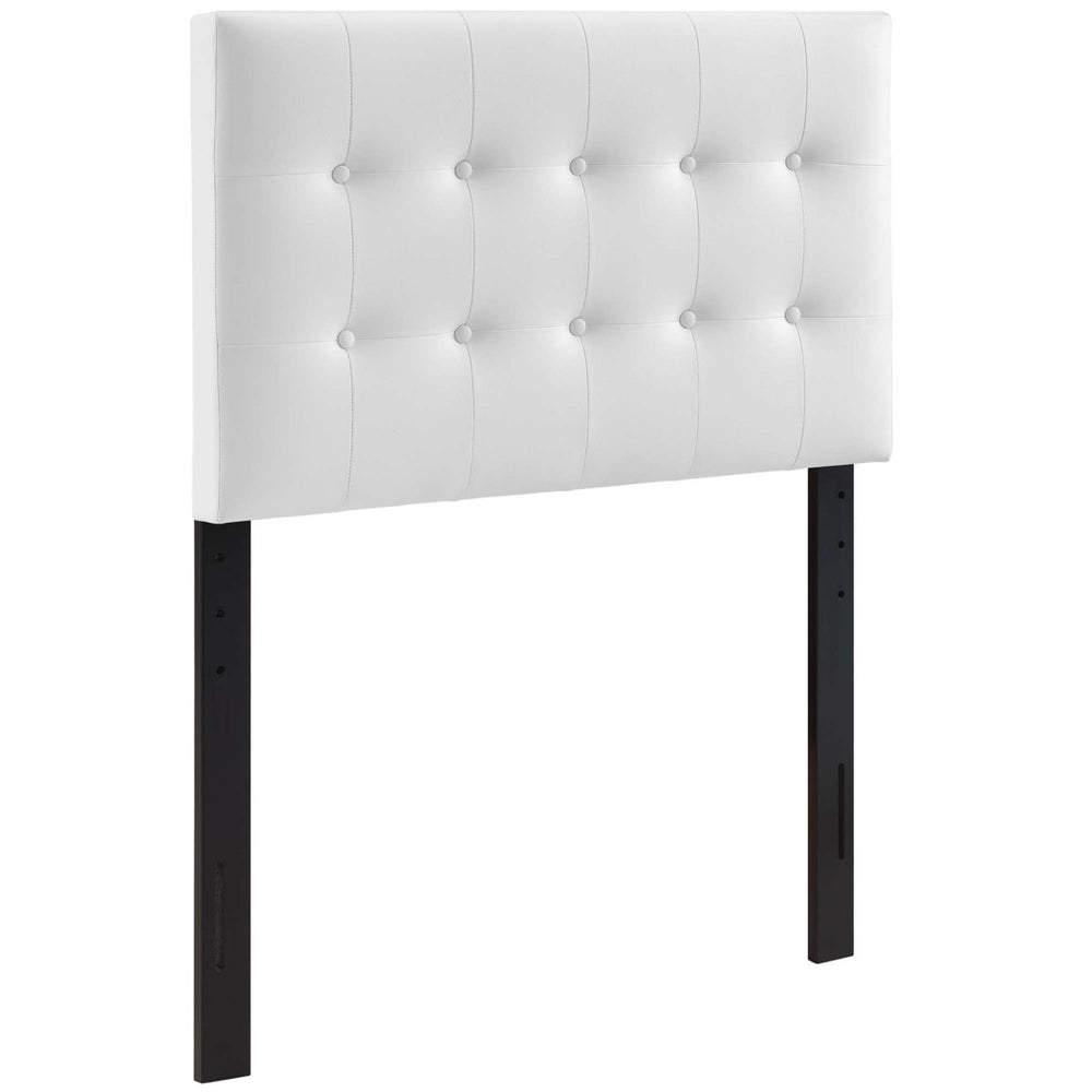 Modway Furniture Emily Upholstered Twin Headboard by Modway - Elegant Button-Tufted Faux Leather for Modern Bedrooms White MOD-5177-WHI