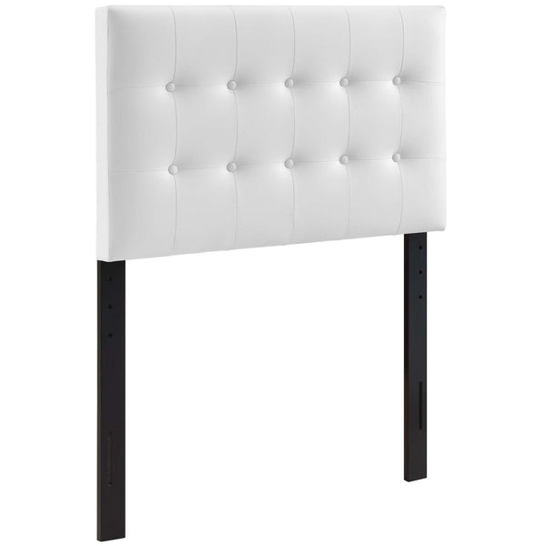 Modway Furniture Emily Upholstered Twin Headboard by Modway - Elegant Button-Tufted Faux Leather for Modern Bedrooms White MOD-5177-WHI