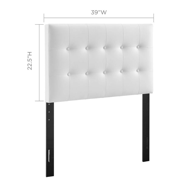 Modway Furniture Emily Upholstered Twin Headboard by Modway - Elegant Button-Tufted Faux Leather for Modern Bedrooms White MOD-5177-WHI