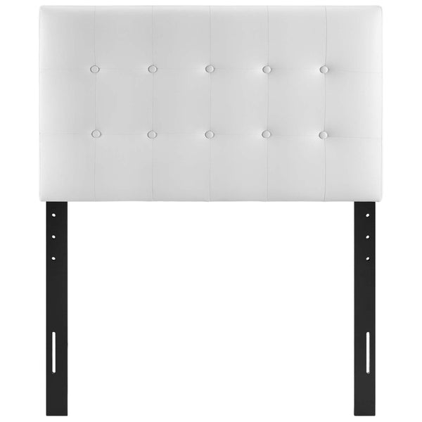 Modway Furniture Emily Upholstered Twin Headboard by Modway - Elegant Button-Tufted Faux Leather for Modern Bedrooms White MOD-5177-WHI