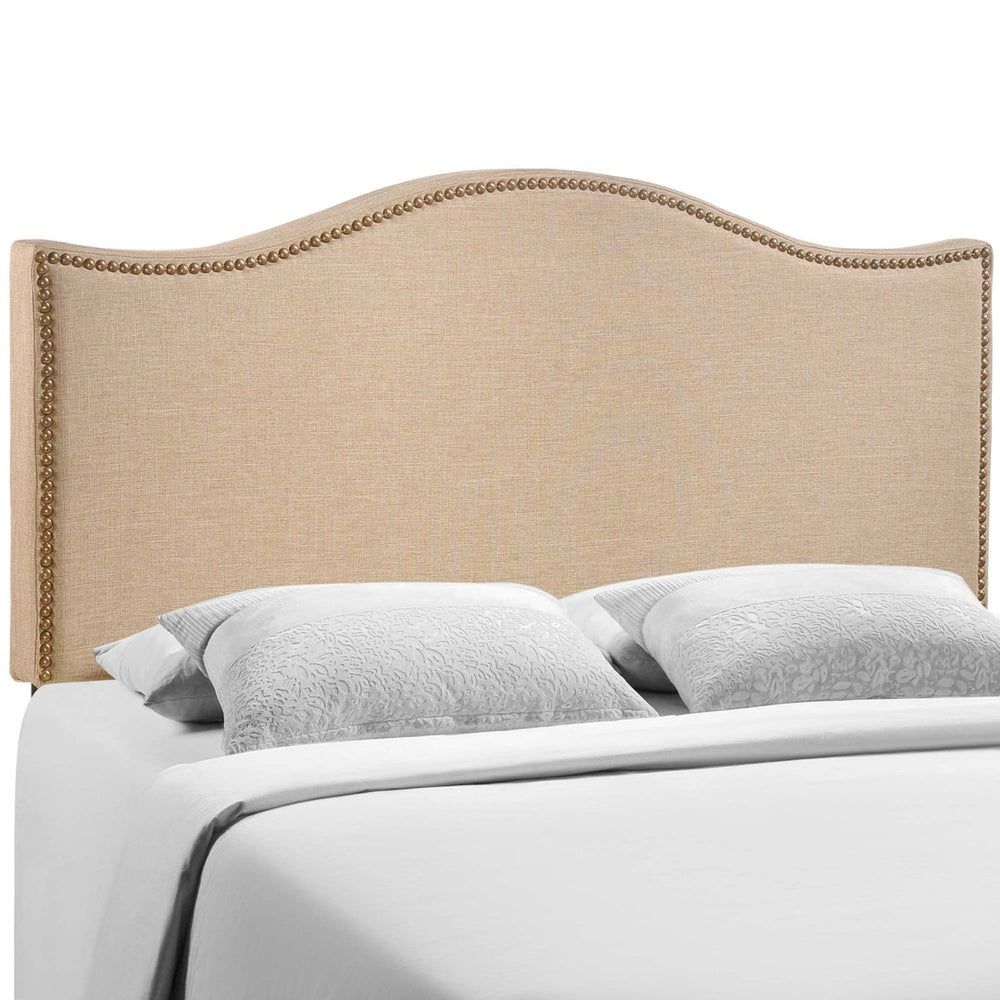 Modway Furniture Curl Queen Headboard - Modern Upholstered Design with Nailhead Trim for Stylish Bedroom Elegance Cafe MOD-5206-CAF