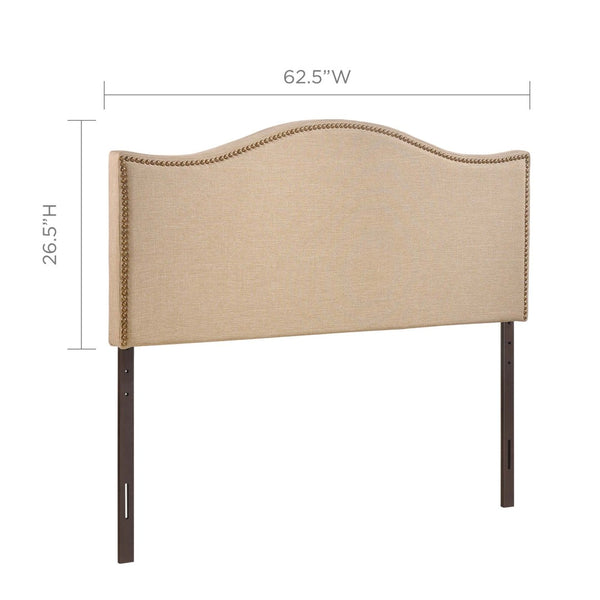 Modway Furniture Curl Queen Headboard - Modern Upholstered Design with Nailhead Trim for Stylish Bedroom Elegance Cafe MOD-5206-CAF