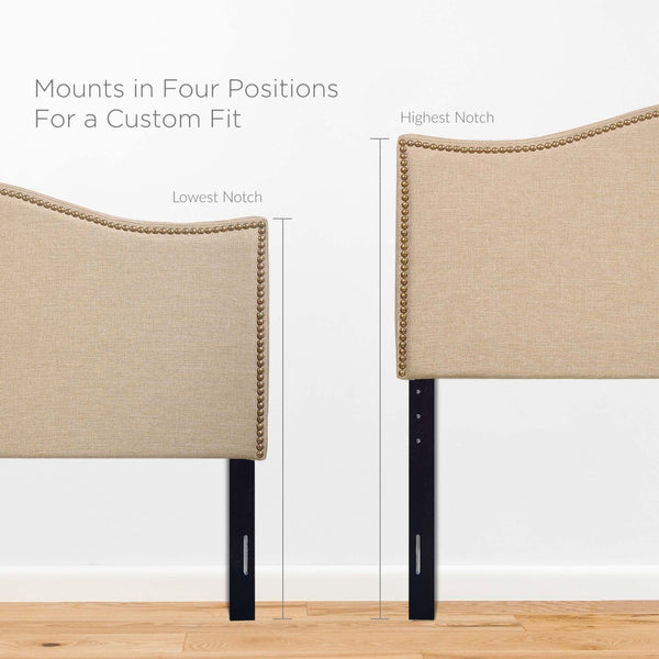 Modway Furniture Curl Queen Headboard - Modern Upholstered Design with Nailhead Trim for Stylish Bedroom Elegance Cafe MOD-5206-CAF