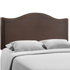 Modway Furniture Curl Queen Headboard - Modern Upholstered Design with Nailhead Trim for Stylish Bedroom Elegance Dark Brown MOD-5206-DBR