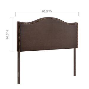 Modway Furniture Curl Queen Headboard - Modern Upholstered Design with Nailhead Trim for Stylish Bedroom Elegance Dark Brown MOD-5206-DBR