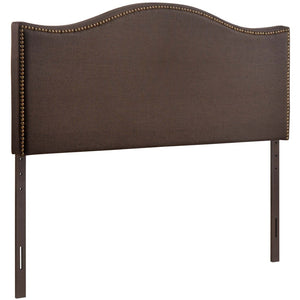 Modway Furniture Curl Queen Headboard - Modern Upholstered Design with Nailhead Trim for Stylish Bedroom Elegance Dark Brown MOD-5206-DBR