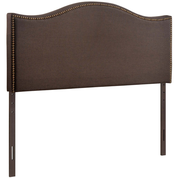 Modway Furniture Curl Queen Headboard - Modern Upholstered Design with Nailhead Trim for Stylish Bedroom Elegance Dark Brown MOD-5206-DBR