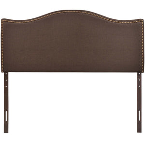 Modway Furniture Curl Queen Headboard - Modern Upholstered Design with Nailhead Trim for Stylish Bedroom Elegance Dark Brown MOD-5206-DBR