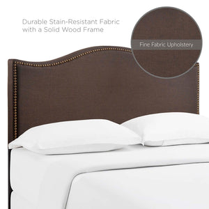 Modway Furniture Curl Queen Headboard - Modern Upholstered Design with Nailhead Trim for Stylish Bedroom Elegance Dark Brown MOD-5206-DBR