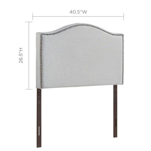 Modway Furniture Curl Nailhead Upholstered Twin Headboard - Modern Elegance with Adjustable Height for Comfort & Style Sky Gray MOD-5209-GRY