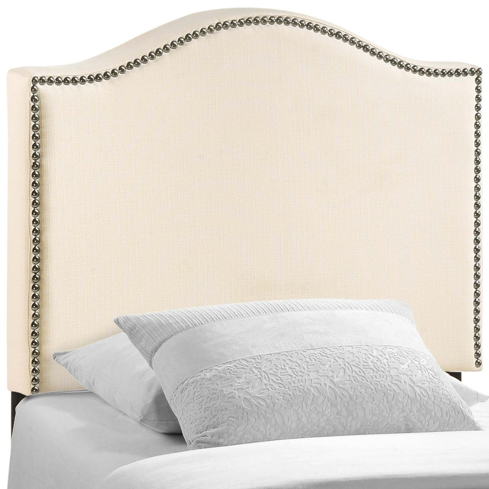 Modway Furniture Curl Nailhead Upholstered Twin Headboard - Modern Elegance with Adjustable Height for Comfort & Style Ivory MOD-5209-IVO