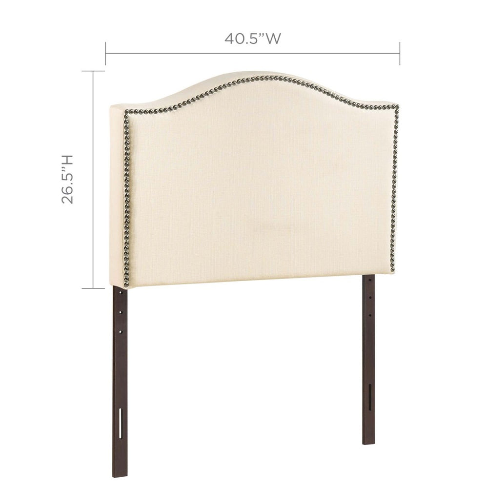 Modway Furniture Curl Nailhead Upholstered Twin Headboard - Modern Elegance with Adjustable Height for Comfort & Style Ivory MOD-5209-IVO