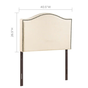Modway Furniture Curl Nailhead Upholstered Twin Headboard - Modern Elegance with Adjustable Height for Comfort & Style Ivory MOD-5209-IVO