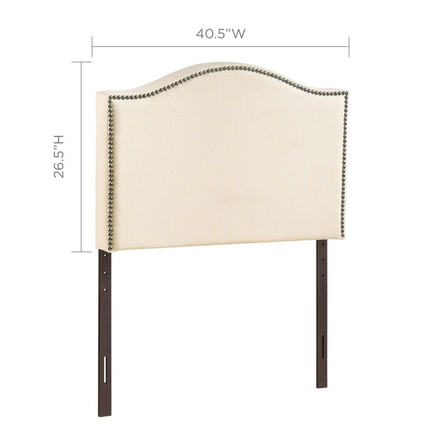 Modway Furniture Curl Nailhead Upholstered Twin Headboard - Modern Elegance with Adjustable Height for Comfort & Style Ivory MOD-5209-IVO