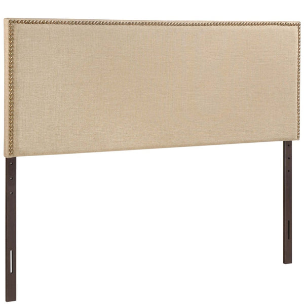 Modway Furniture Region Nailhead Upholstered Queen Headboard - Contemporary Elegance with Durable Support & Easy Mounting Cafe MOD-5215-CAF