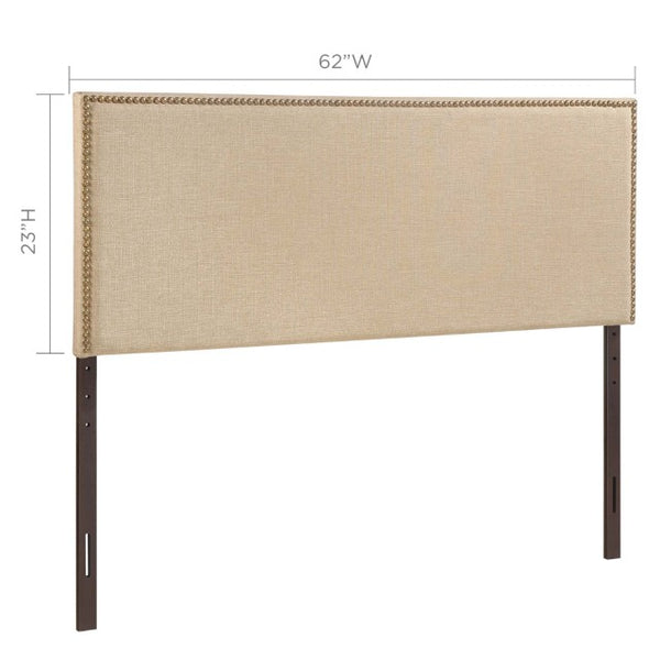 Modway Furniture Region Nailhead Upholstered Queen Headboard - Contemporary Elegance with Durable Support & Easy Mounting Cafe MOD-5215-CAF