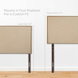 Modway Furniture Region Nailhead Upholstered Queen Headboard - Contemporary Elegance with Durable Support & Easy Mounting Cafe MOD-5215-CAF
