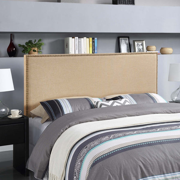 Modway Furniture Region Nailhead Upholstered Queen Headboard - Contemporary Elegance with Durable Support & Easy Mounting Cafe MOD-5215-CAF