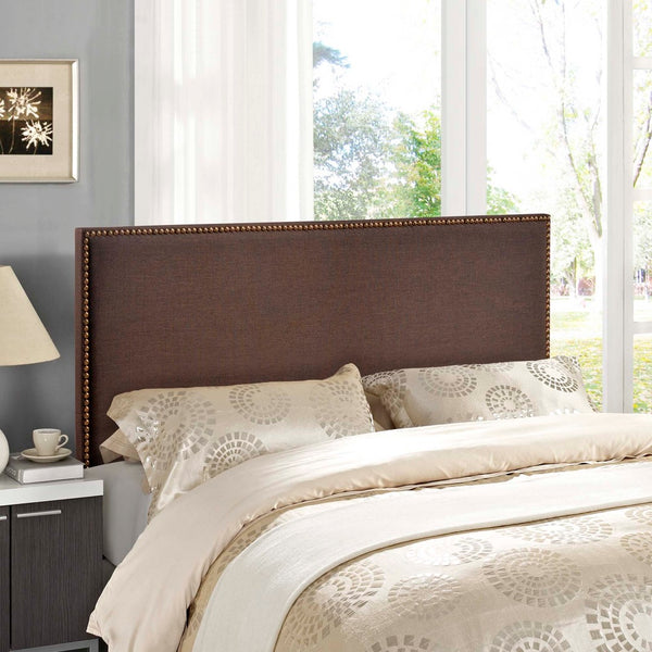 Modway Furniture Region Nailhead Upholstered Queen Headboard - Contemporary Elegance with Durable Support & Easy Mounting Dark Brown MOD-5215-DBR
