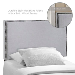 Modway Furniture Region Upholstered Twin Headboard by Modway - Sky Gray | Elegant Linen Fabric & Nailhead Trim MOD-5218-GRY