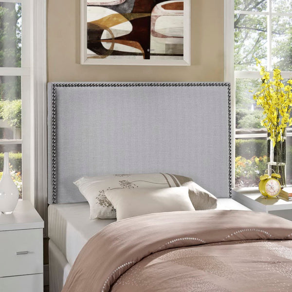 Modway Furniture Region Upholstered Twin Headboard by Modway - Sky Gray | Elegant Linen Fabric & Nailhead Trim MOD-5218-GRY