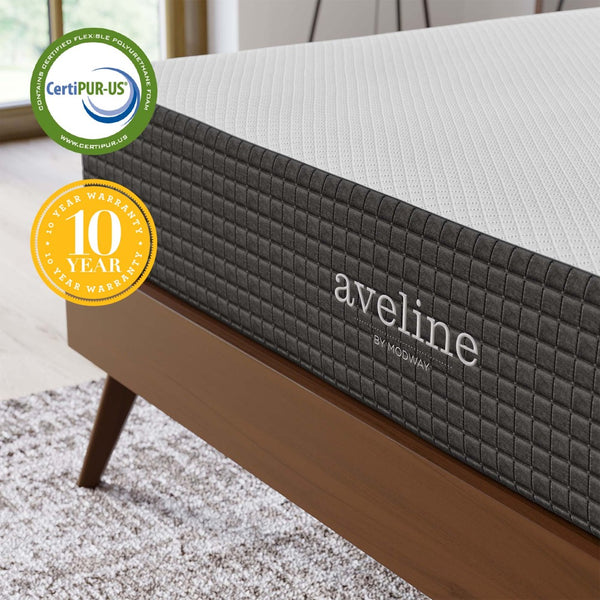 Modway Furniture Aveline 10" Queen Mattress - Cooling Gel Memory Foam for Pressure Relief, Motion Isolation & Comfort MOD-5338-WHI