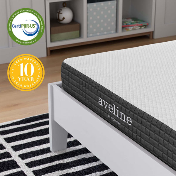 Modway Furniture Aveline 6" Twin Mattress - Gel-Infused Memory Foam for Pressure Relief & Cooler Sleep Experience MOD-5344-WHI