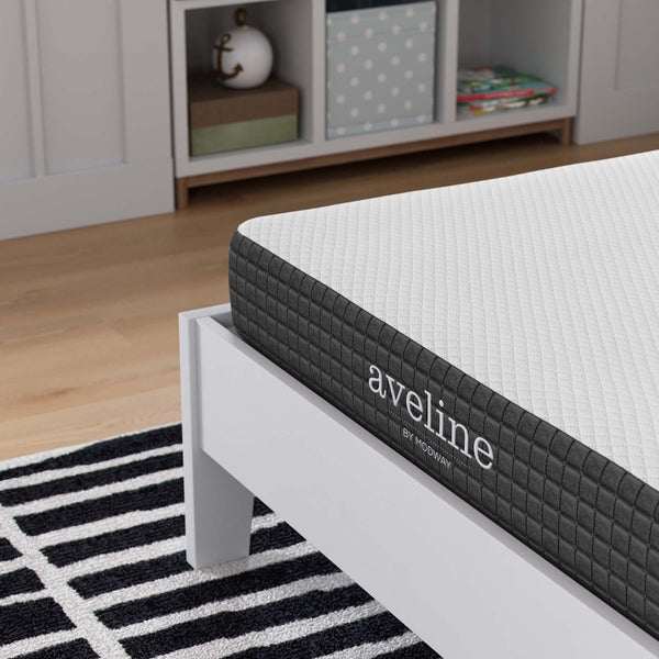 Modway Furniture Aveline 6" Twin Mattress - Gel-Infused Memory Foam for Pressure Relief & Cooler Sleep Experience MOD-5344-WHI