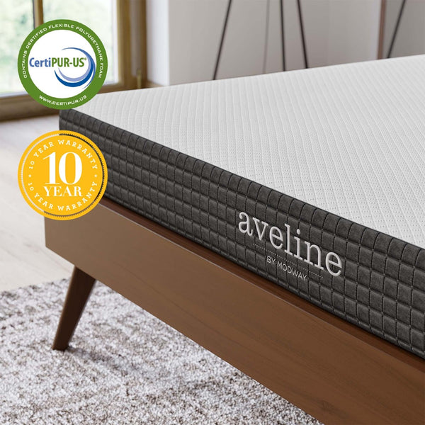 Modway Furniture Aveline 6" Queen Mattress - Gel-Infused Memory Foam for Cool Comfort, Motion Isolation & Easy Care MOD-5346-WHI