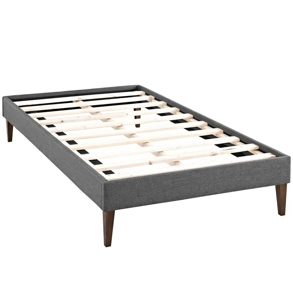 Modway Furniture Sharon Twin Bed Frame - Mid-Century Modern Upholstered Design with Tapered Legs for Stylish Bedrooms MOD-5348-GRY