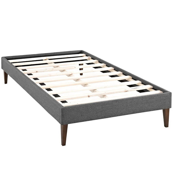Modway Furniture Sharon Twin Bed Frame - Mid-Century Modern Upholstered Design with Tapered Legs for Stylish Bedrooms MOD-5348-GRY