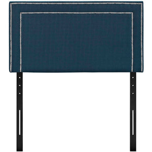 Modway Furniture Jessamine Upholstered Twin Headboard - Elegant Azure Design with Adjustable Height & Nail Trim Finish MOD-5374-AZU