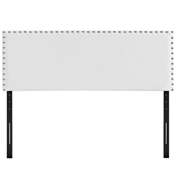 Modway Furniture Phoebe Upholstered Vinyl Headboard for Full Beds - Modern Faux Leather with Nail Button Trim MOD-5383-WHI