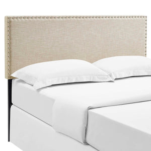 Modway Furniture Phoebe Upholstered Queen Headboard - Modern Minimalist Design with Elegant Nail-Button Trim MOD-5386-BEI