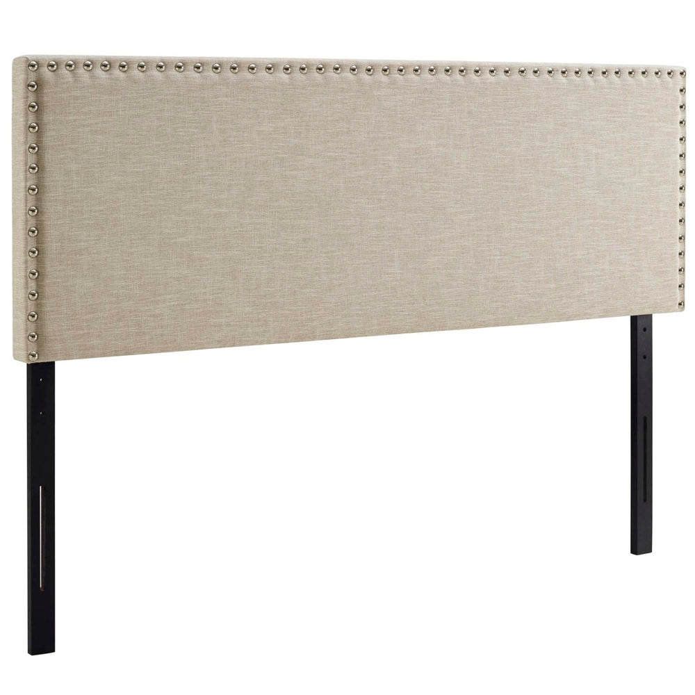 Modway Furniture Phoebe Upholstered Queen Headboard - Modern Minimalist Design with Elegant Nail-Button Trim MOD-5386-BEI