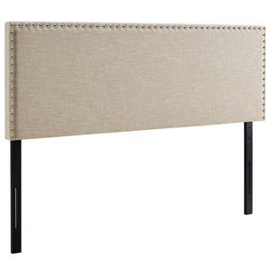 Modway Furniture Phoebe Upholstered Queen Headboard - Modern Minimalist Design with Elegant Nail-Button Trim MOD-5386-BEI