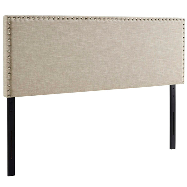 Modway Furniture Phoebe Upholstered Queen Headboard - Modern Minimalist Design with Elegant Nail-Button Trim MOD-5386-BEI