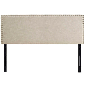 Modway Furniture Phoebe Upholstered Queen Headboard - Modern Minimalist Design with Elegant Nail-Button Trim MOD-5386-BEI