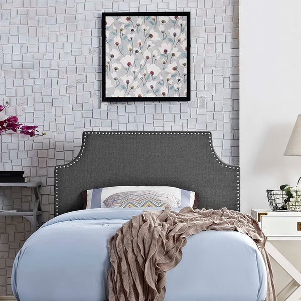 Modway Furniture Laura Upholstered Fabric Twin Headboard - Elegant Gray Design with Adjustable Height & Comfort Support MOD-5390-GRY