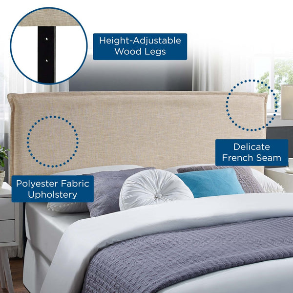 Modway Furniture Camille Upholstered Fabric Queen Headboard - Elegant Comfort with Adjustable Height & Timeless Style Beige MOD-5407-BEI